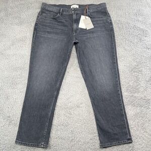 Lafayette 148 Jeans Womens 34 Gray Straight High Rise Charcoal Wash Made USA NWT